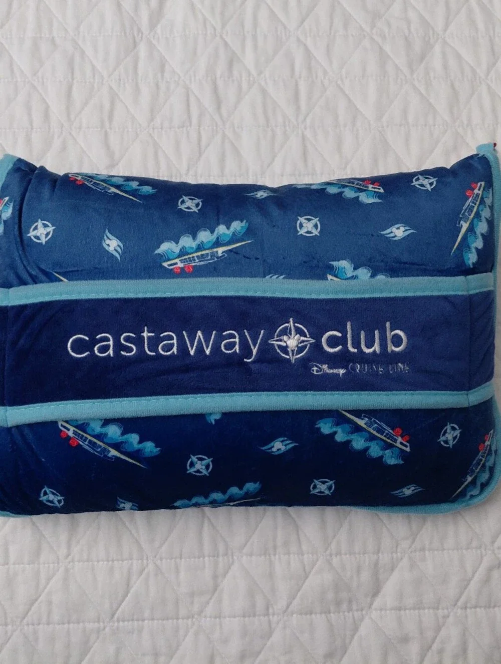 Castaway Club Navy and Teal  Travel Pillow/Blanket